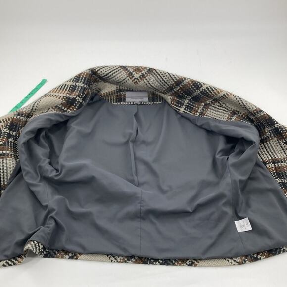 Classiques Entier Womens Gray Black Brown Bias Plaid 3/4 Sleeve Jacket Size S - Picture 7 of 13